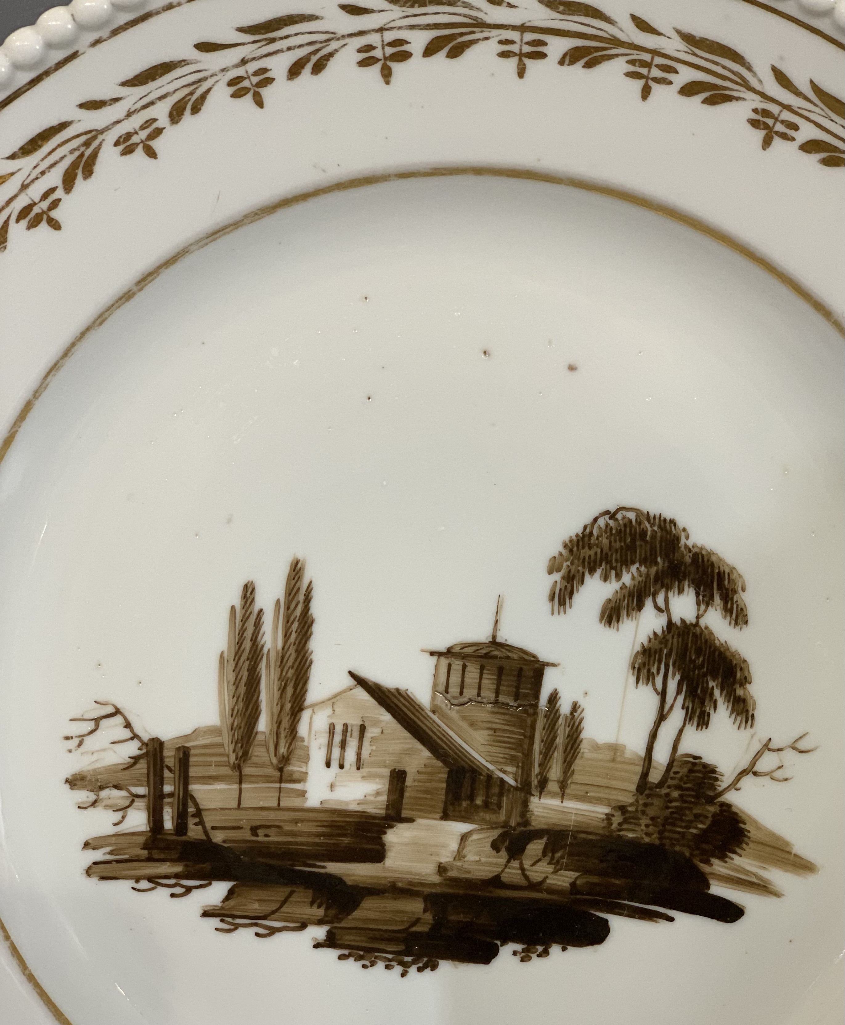 Тарелка с романтическим пейзажем, Россия, завод "А.Г. Попова", 1820-е гг.