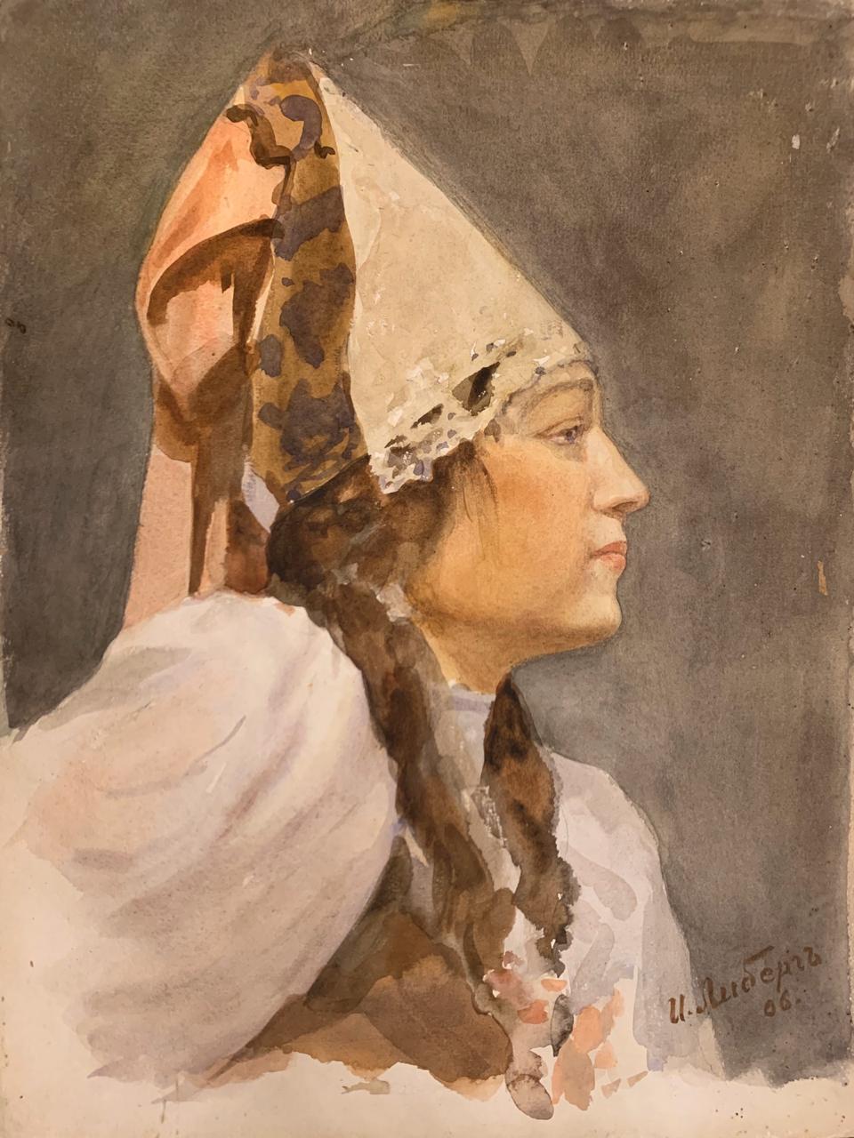 Либерг И.И., "Девушка в кокошнике", 1906 г.