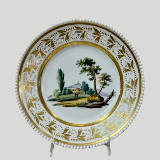 Тарелка с пейзажем, Россия, завод "А.Г.Попова", XIX век