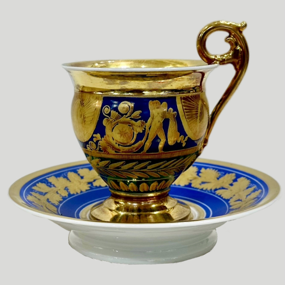 Чайная пара с мифологическим сюжетом в стиле ампир, Западная Европа, нач. XIX века