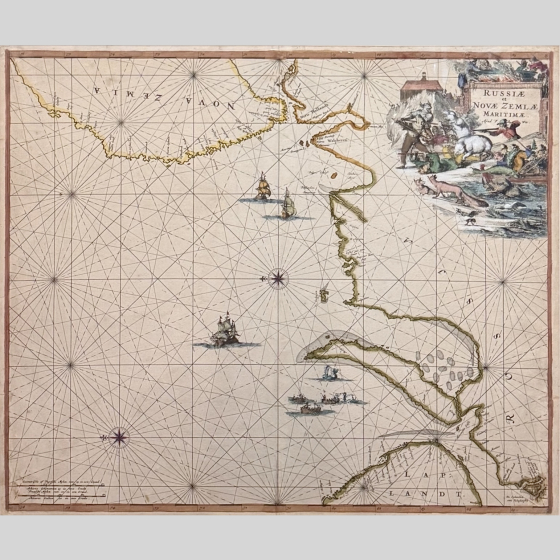 Гравюра "Карта России и Новой Земли", Нидерланды, 1680 г., Ф. де Вит Гравюра "Карта России и Новой Земли", Нидерланды, 1680 г., Ф. де Вит