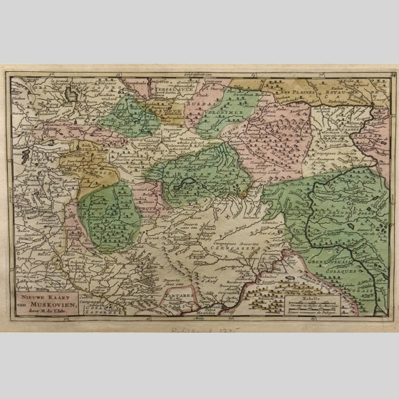 Гравюра "Новая карта Московии", Нидерланды, 1742 г. Гравюра "Новая карта Московии", Нидерланды, 1742 г.