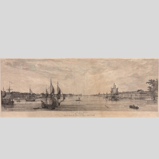 ​Гравюра «Вид на берега Невы», Франция, 1784 г.