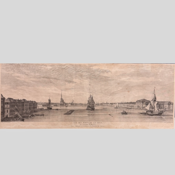 ​Гравюра «Вид на берега Невы», Франция, 1780-е гг.