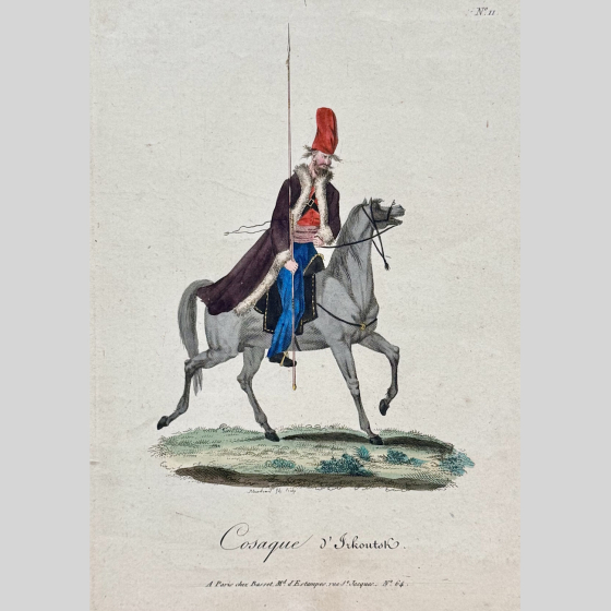 Гравюра "​Иркутский казак", Франция, издательство "Basset", 1806 г.