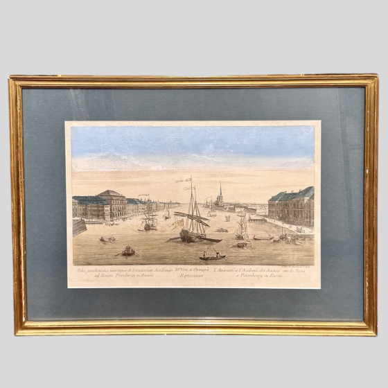 Гравюра с видом на Адмиралтейство и Академию наук, Франция, 1780 г. Гравюра с видом на Адмиралтейство и Академию наук, Франция, 1780 г.