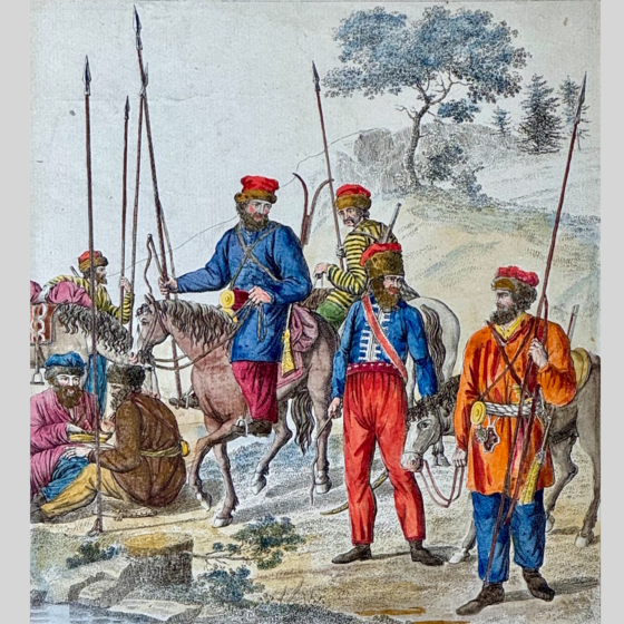 ​Гравюра "Казаки русской армии", Франция, 1813 г.