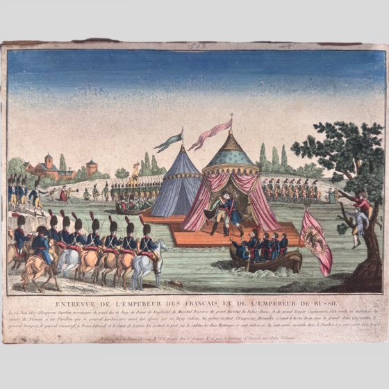 Гравюра «Встреча императора французов и императора российского», Франция, XIX век