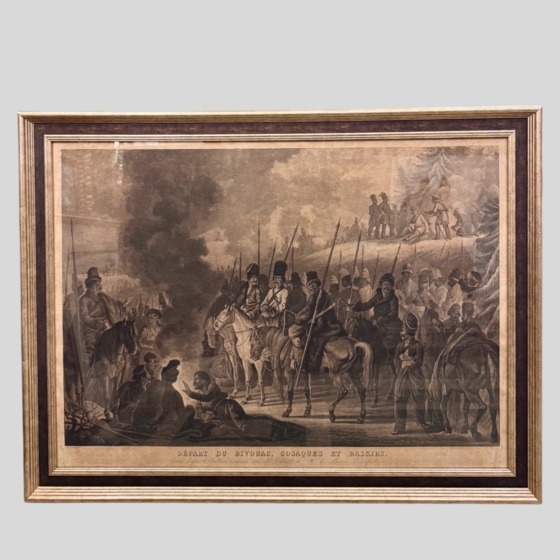 Гравюра «Отъезд с бивака казаков и башкир», Франция, 1814 г.