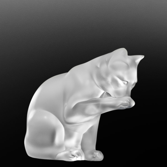 Скульптура "Котенок, облизывающий лапу", Франция, фирма "Lalique", XX век