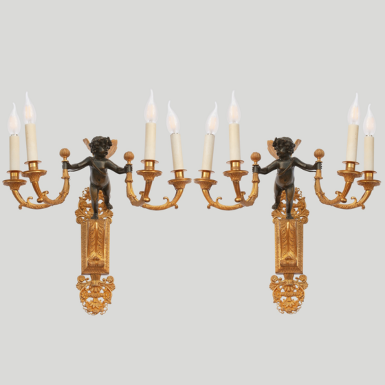 Парные стенники с фигурой Амура, Россия, 1820-е гг.