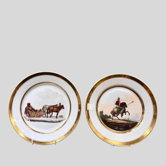 Парные расписные ​тарелки, Франция, XIX век