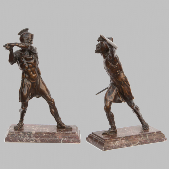 Парные скульптуры "Сражающиеся гладиаторы", Италия, XIX век