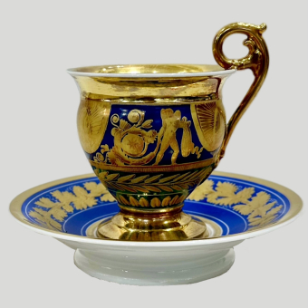 Чайная пара с мифологическим сюжетом в стиле ампир, Западная Европа, нач. XIX века