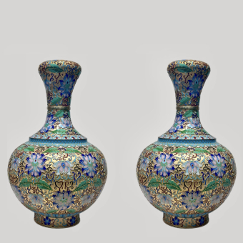 Парные вазы в технике клуазоне, Китай, ХХ века