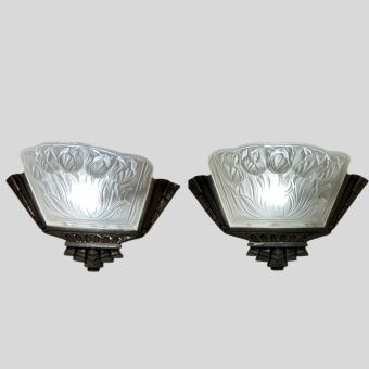 Парные настенные бра в стиле ар-деко, Франция, фирма 