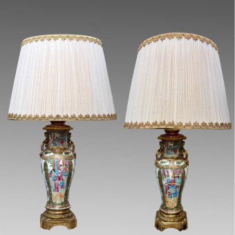 Парные лампы «Розовое семейство», Китай, XIX век
