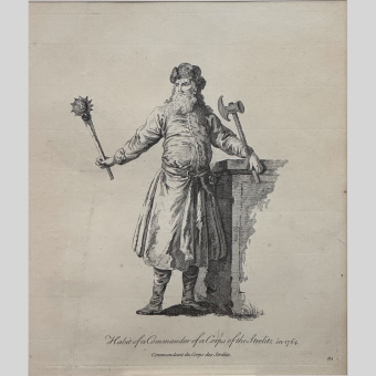 ​Гравюра "Командир стрелецкого корпуса", Франция, XVIII век, Лепренс Ж.-Б. 