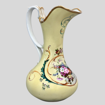 Расписной желтый ​кувшин, Россия, завод "Попова А.Г.", 1840-е гг.