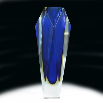 Синяя ваза геометрической формы, Италия, 1960-1970-е гг, A. Mandruzzato