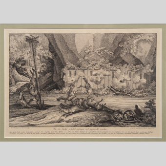 Гравюра «Загон лисиц», Германия, XVIII век