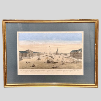 Гравюра с видом на Адмиралтейство и Академию наук, Франция, 1780 г.