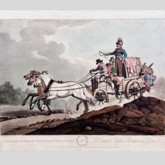 Гравюра «Фельдъегерская тройка​», Англия, XIX век