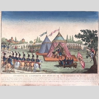 Гравюра «Встреча императора французов и императора российского», Франция, XIX век