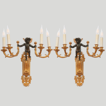 Парные стенники с фигурой Амура, Россия, 1820-е гг.