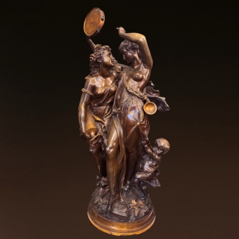 Скульптурная композиция «Танцующие вакханки и сатир», Франция, XIX век, Клодион