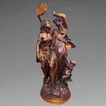 Скульптурная композиция «Танцующие вакханки и сатир», Франция, XIX век, Клодион