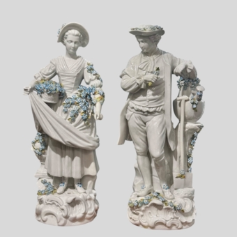 ​Парные скульптуры «Садовник и Садовница», Германия, мануфактура «Зитцендорф», XX век