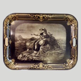 Поднос с жанровой сценой, Англия, 1840-е гг.