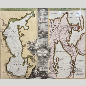 Карта Каспийского моря и Камчатки, Германия, 1720-е гг., Гоман И.Б. 