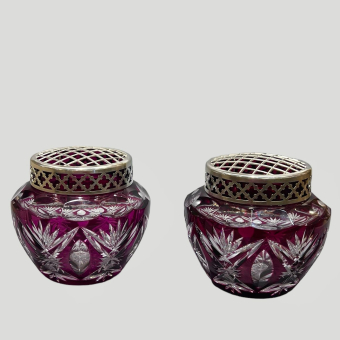 ​Парные вазы для цветов (икебана), Бельгия, фирма "Val Saint Lambert", XX век.