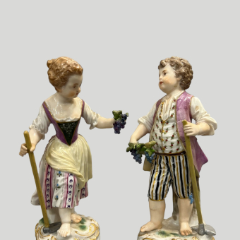 ​Фигуры парные "Дети - сборщики винограда", Германия, мануфактура "Мейсен", XIX век