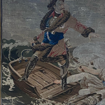 ​Вышивка "Подвиг Петра I во время бури на Ладожском озере", Россия, XIX век