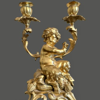 Часы каминные с парными канделябрами, Франция, фирма "V. Paillard", 1870-1880-е гг., В. Пайяр 