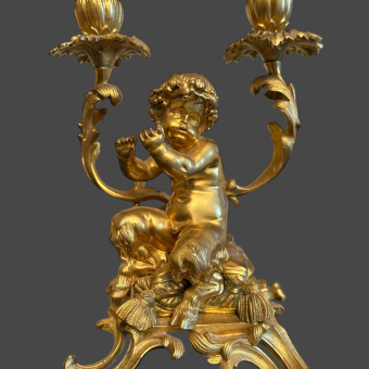 Часы каминные с парными канделябрами, Франция, фирма "V. Paillard", 1870-1880-е гг., В. Пайяр 
