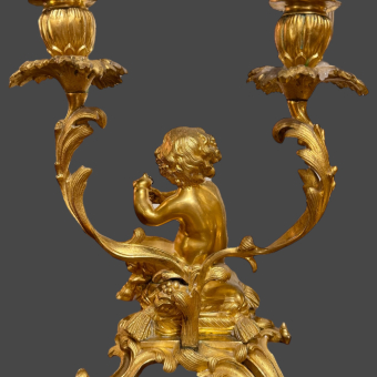 Часы каминные с парными канделябрами, Франция, фирма "V. Paillard", 1870-1880-е гг., В. Пайяр 