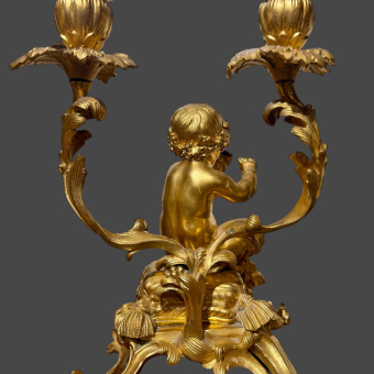 Часы каминные с парными канделябрами, Франция, фирма "V. Paillard", 1870-1880-е гг., В. Пайяр 