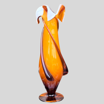 Ваза янтарного цвета, Италия, фирма "Cristalleria Fratelli Empoli", 1960-е гг. 