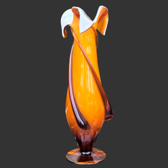 Ваза янтарного цвета, Италия, фирма "Cristalleria Fratelli Empoli", 1960-е гг. 