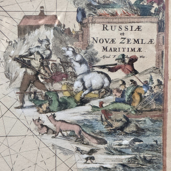 Гравюра "Карта России и Новой Земли", Нидерланды, 1680 г., Ф. де Вит