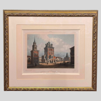 Литография "Церковь Святого Николая на Ильинке", Франция, 1840-е гг.