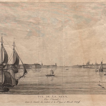 ​Гравюра «Вид на берега Невы», Франция, 1784 г.