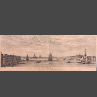 ​Гравюра «Вид на берега Невы», Франция, 1780-е гг.