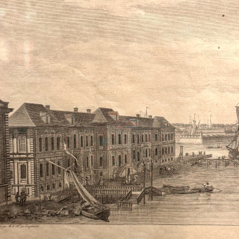 ​Гравюра «Вид на берега Невы», Франция, 1780-е гг.