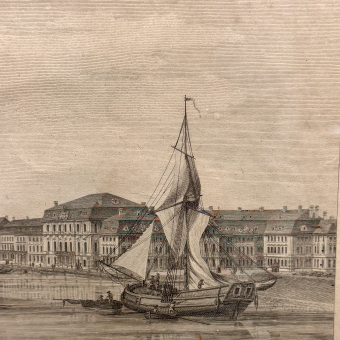 ​Гравюра «Вид на берега Невы», Франция, 1780-е гг.