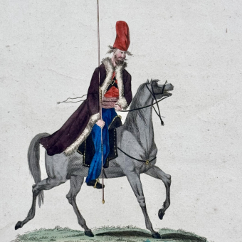 Гравюра "​Иркутский казак", Франция, издательство "Basset", 1806 г.